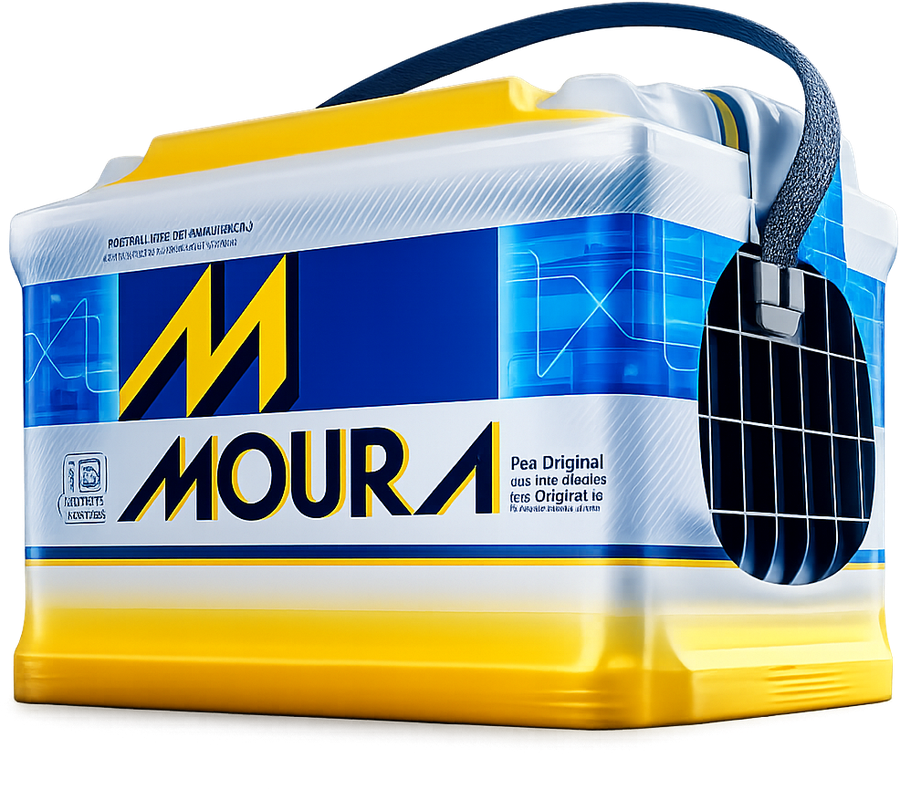 Bateria automotiva Moura original, pronta para instalação